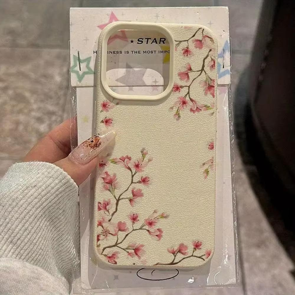 Чехол для телефона Samsung S25 S24 S23 S22 S21 S20 Note20 FE Ultra Plus 5G с рисунком «Цветы вишни» и текстурой личи, силиконовый