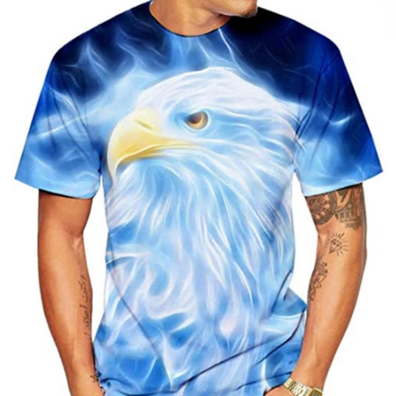 Summer 3D Digital Eagle Printed Tops Fashion Plus Size Short Sleeve T-shirt