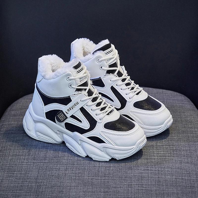 Новые повседневные зимние ботинки на платформе, зимние женские теплые кроссовки, женские ботильоны из плюша и хлопка, женские нескользящие ботинки Zapatillas Mujer