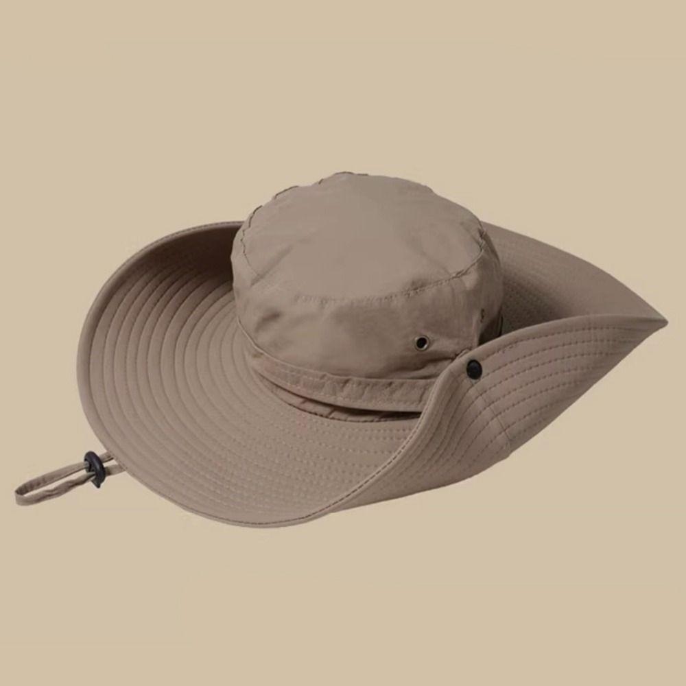 Hiking Wide Brim Sun Hat Waterproof Drawstring Bucket Hat Trendy Men's and Women's Hat Travel