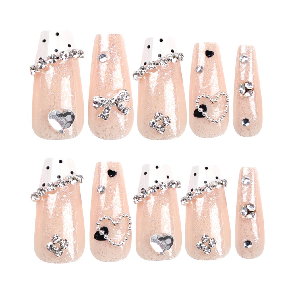 24 Pieces Flash Diamonds, Flash Bows, Cow Pattern Dots, Wearing Armor, Love Glitter Powder, Ice-permeable Nail Art Pads