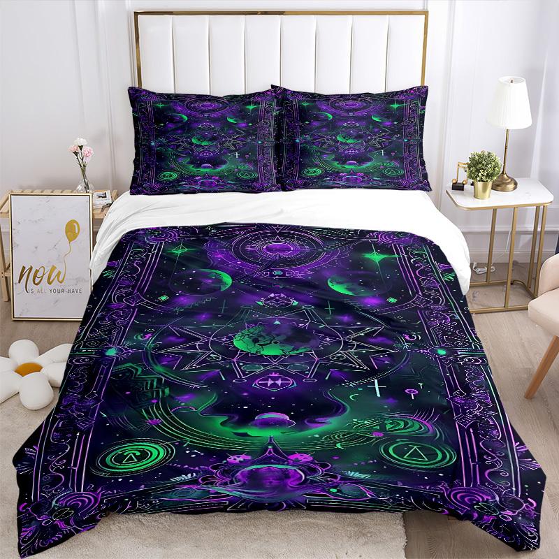 3pcs Cosmic Mandala Bedding Set, Includes 1 Comforter + 2 Pillowcases, Without Pillow Inserts, Soft Comfortable, Lightweight Breathable053
