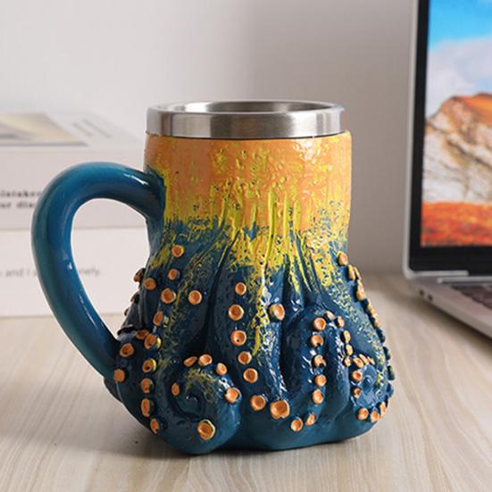 3D Кружка для пива «Дьявольский осьминог» с ручкой-щупальцем, готическая, Ктулху, пиратская, для напитков, ночная, средневековая фэнтези, подарок