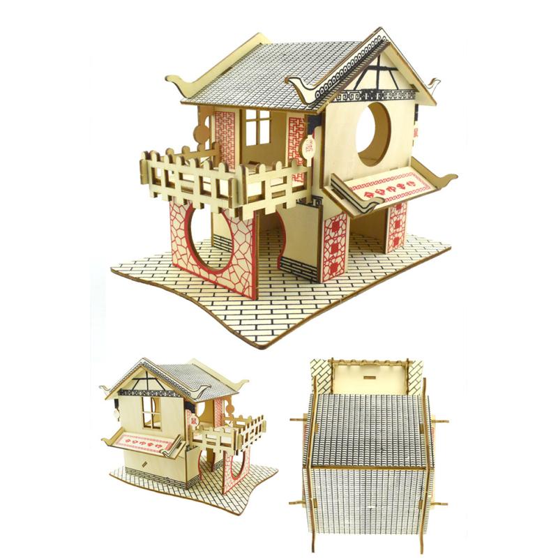 Экологическое деревянное убежище для хомяка, деревянная хижина, двухслойная вилла с мелкими животными, игрушка для скалолазания