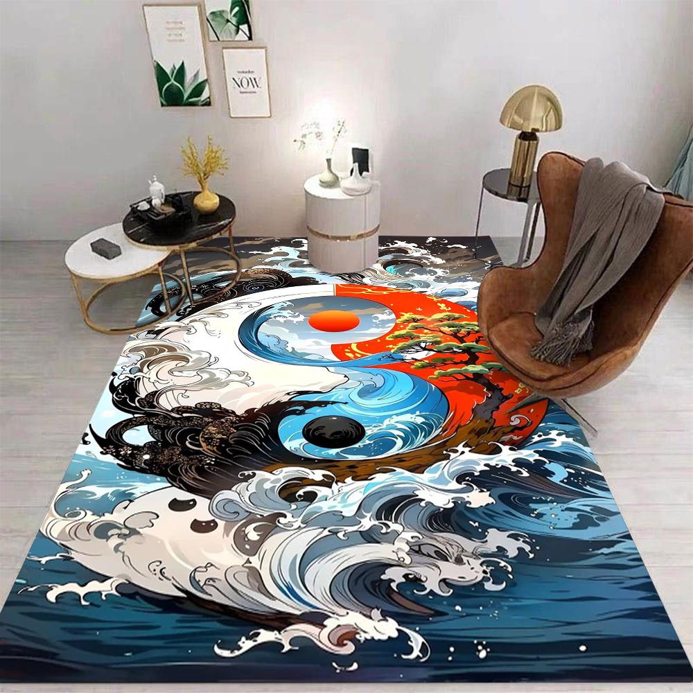 Chinese Style National Trend Carpet Taoist Tai Chi Dragon Crane Auspicious Cloud Patterns Non Slip Rug For Living Room Decor