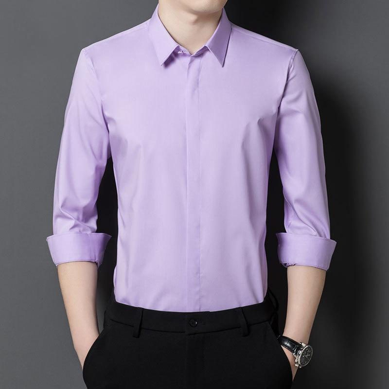 Мужская деловая рубашка большого размера, однотонный комбинезон с длинным рукавом