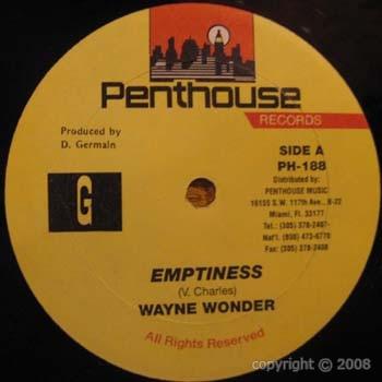 12inch Record WAYNE WONDER - Emptiness PH188 Penthouse Recor 1995 US Reggae, Ska & Dub Used