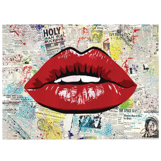 Сексуальные красные губы, женские постеры и принты, старая газета на холсте, картина, настенное искусство, изображение губ для девочек, домашний декор для спальни