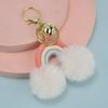 Bohemian Rainbow Fur Ball Keychain with Hand-Woven Cotton Rope and Faux Rabbit Fur Pendant