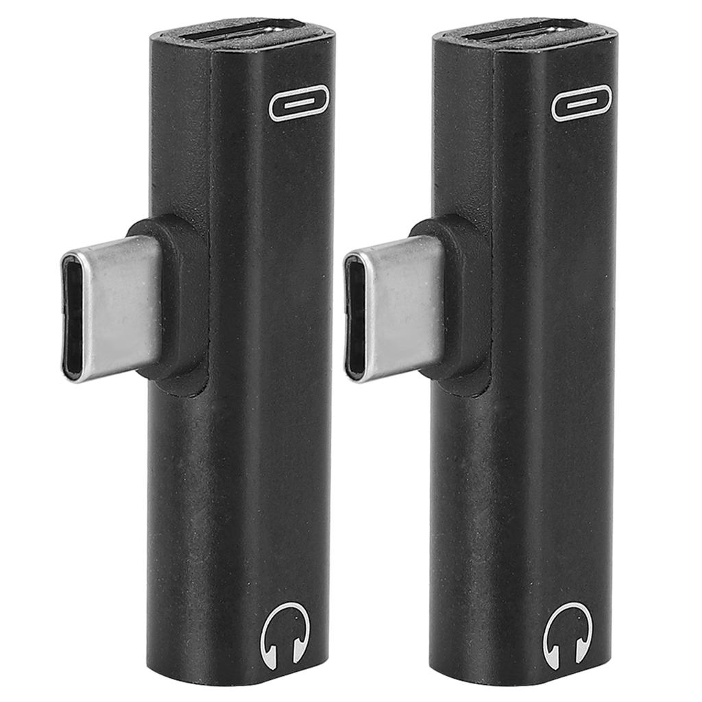 2Pcs 2 in 1 TypeC to 3.5mm Assist Audio Cable Wire Charger Headset Distributor Adapter