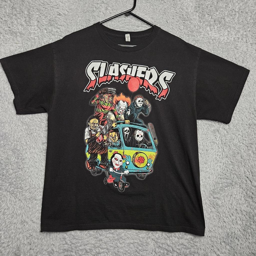 Slashers 100% Cotton T-shirt Mens Tees Top Freddy Jason Scream Horror Movie Villains Men XL