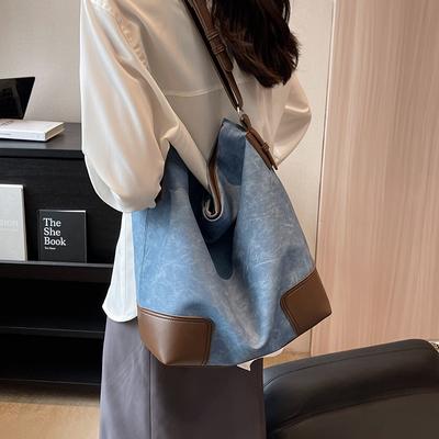 Повседневная мягкая кожаная большая вместительная женская сумка модная дорожная универсальная сумка-ведро на одно плечо в стиле пэчворк
