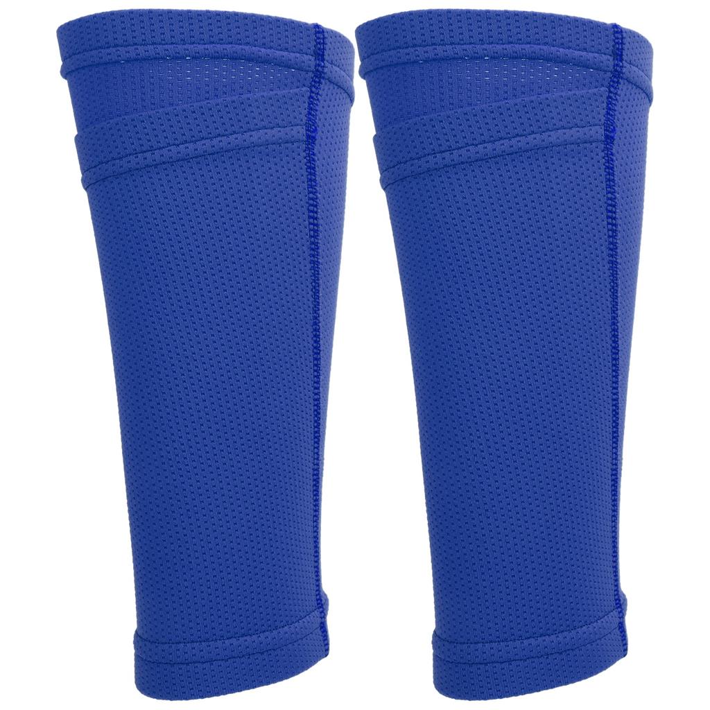 1 Pair Soccer Shin Guard Socks Double Layer Shin Pad Sleeves for Football Training BlueYouth / M