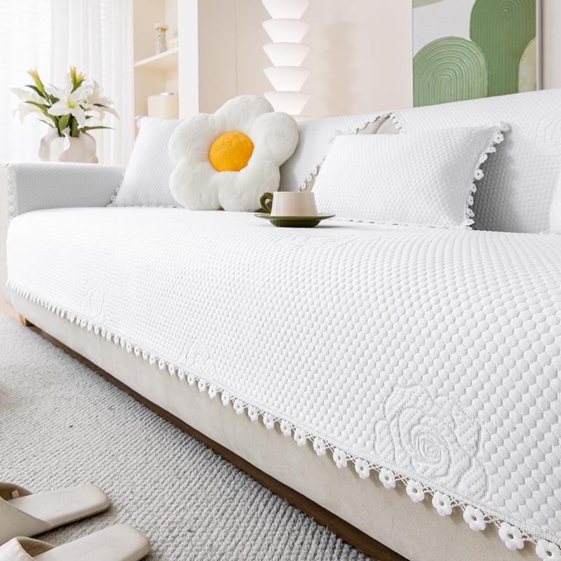Funda Sofá  Summer Home Cool Feeling Slipcover Non-slip Ice Silk Lace Work Sofa Cushion Couch Sofa Cover