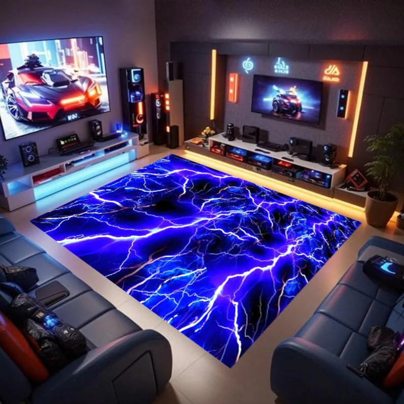 Gamer Rug PC Game Controller Pattern Carpet for Bedroom Living Room Play Area Indoor Outdoor Rug Door Mat Cool Decor Boys Girls