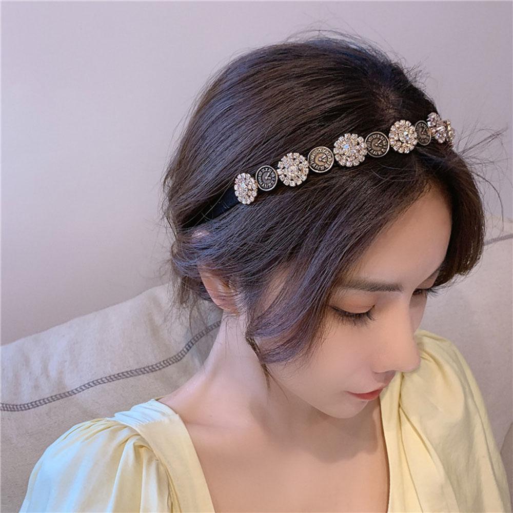 Rhinestone Women Retro French Hair Accessories Headdress Headwear Hair Hoop Headband Hair Band