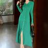 New ArrivAls Open Run PleAts A Line collAr Neck Knit cArdigAn Dress