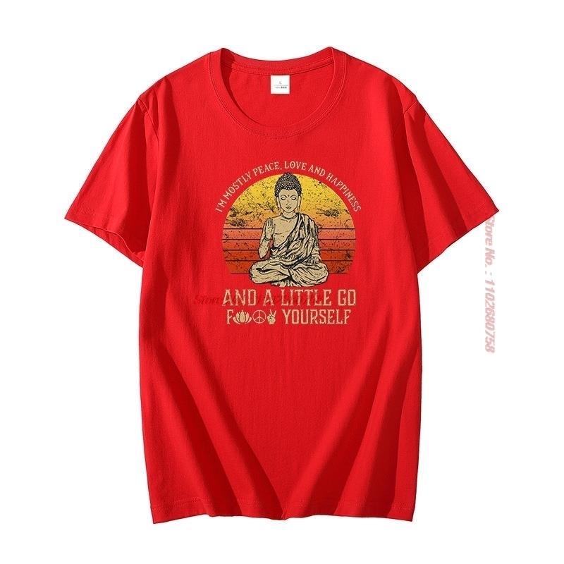 Unisex Leisure Tshirt Vintage Im Mostly Peace And Happiness And A Little Go Yourself T Shirt Male O Neck Loose Tops Unisexs Clothes
