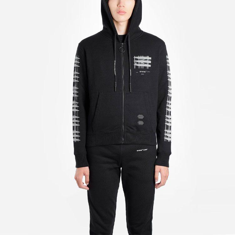 OFF WHITE Толстовка на молнии с логотипом-стрелой на строительных лесах OMBE001E19E300041091