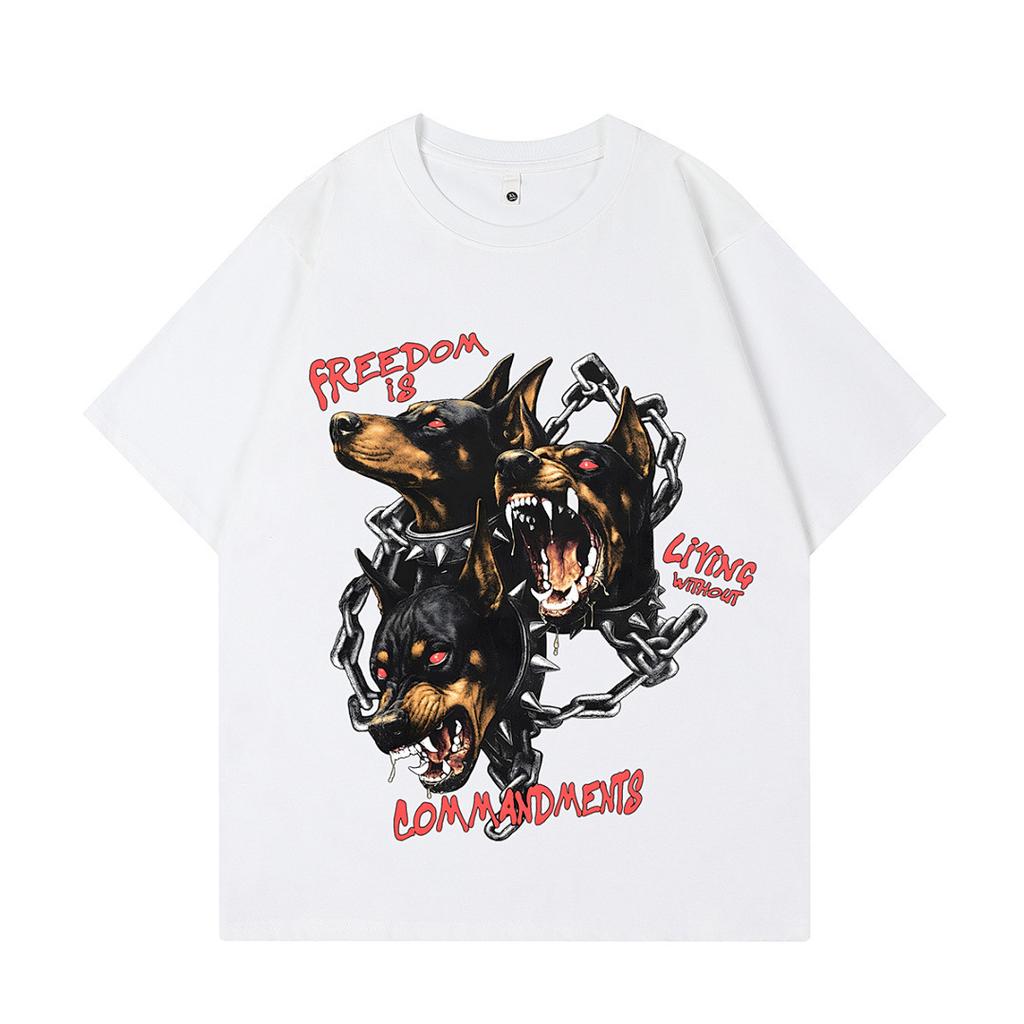 Heavy Weight Cotton Short-Sleeved T-Shirt High-Quality Digital Direct Injection Printing Half-Sleeved Washed Vintage T-Shirt