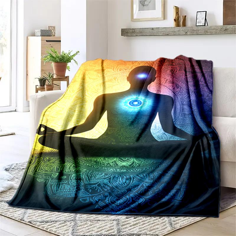 1PC Yoga Elements printed blanket, all season lightweight home office outdoor nap multifunctional blanket A12