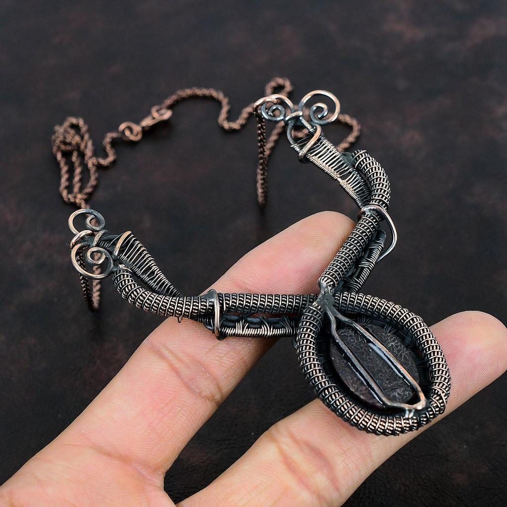 Ожерелье из кости динозавра, ожерелье из медной проволоки, драгоценный камень, медные украшения, элегантное ожерелье, ожерелье ручной работы, ювелирные изделия из проволочной обмотки для подарков