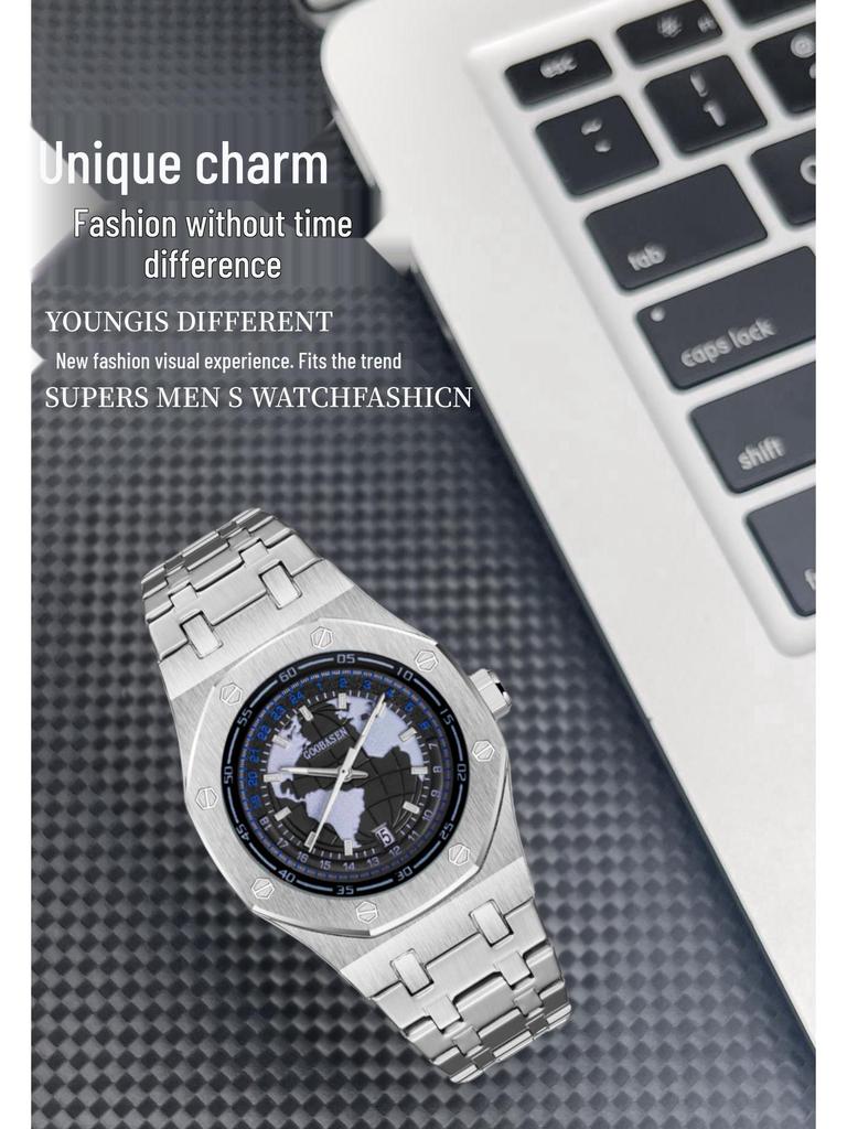 Автоматические светящиеся мужские часы-скелетоны, вдохновленные Землей, с календарем и водонепроницаемым дизайном