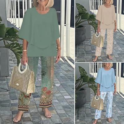 Женский модный повседневный свободный однотонный хлопково-льняной комплект из двух предметов