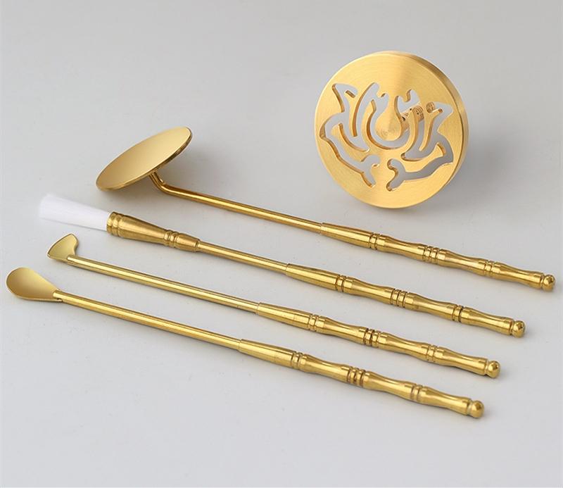 Латунные инструменты для благовоний Сделай сам Бытовые удлинительные аксессуары Ароматерапевтическая печь Бутылочка для благовоний Ложка для благовоний Инструменты для сметания благовоний