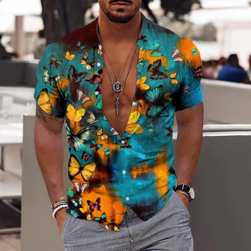 2025 Гавайские рубашки для мужчин с тропическим принтом 3d, летние свободные топы с коротким рукавом, футболка с цветочным принтом для мужчин, блузка 5xl