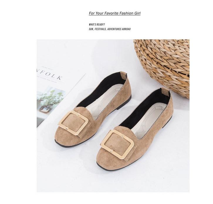 Women's Large Size Beef Tendon Sole Square Toe Shallow Fashion Suede Shoes