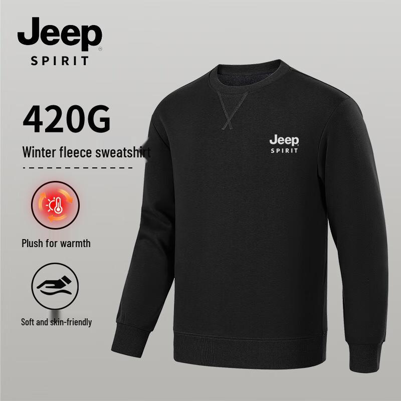 JEEP SPIRIT Men's Fleece-lined Crewneck Sweatshirt