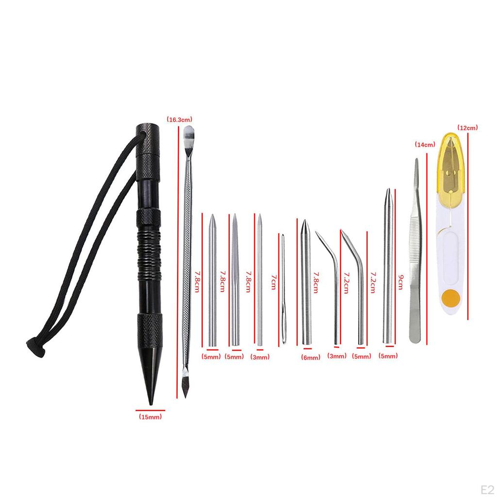 4/9 / 12x Knot Tools, Stainless Steel Set Cord And Straightening Tool for Leather Work Or