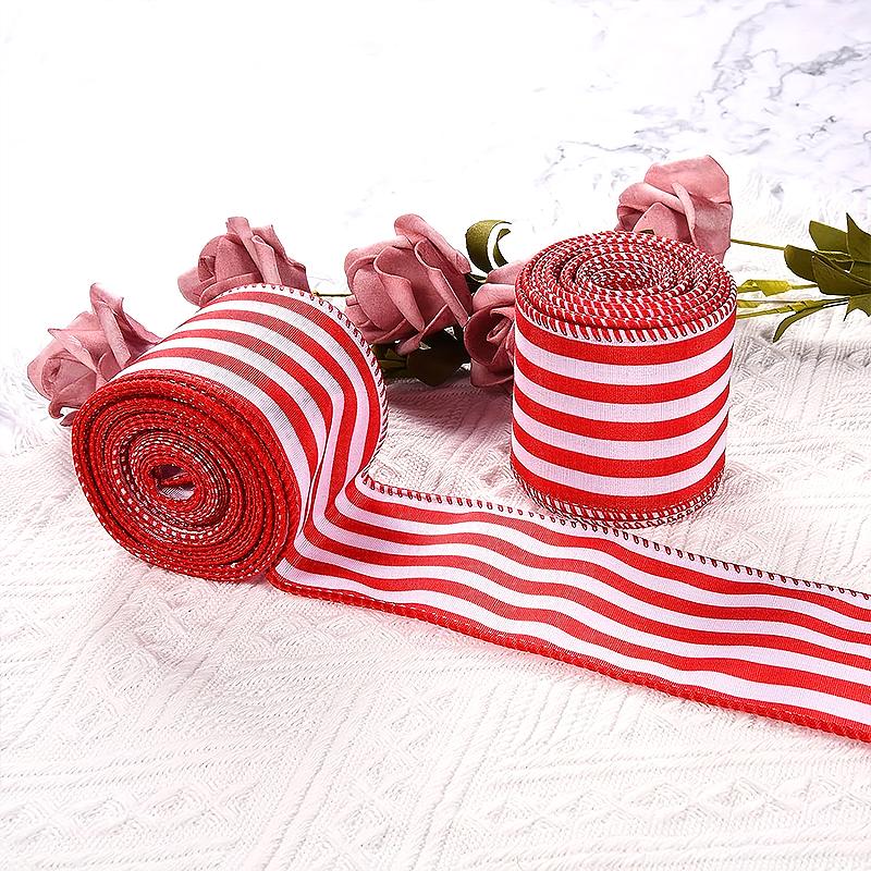 1Pc Christmas Tree Decoration Christmas Ribbons Indoor Outdoor Gift Packaging Ribbon Striped Ribbon