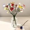 Hand-Blown Glass Flower Decoration with Wire Stem Handmade Colored Glaze Floral Figurine Home Living Room Office Table Flower Vase Ornament