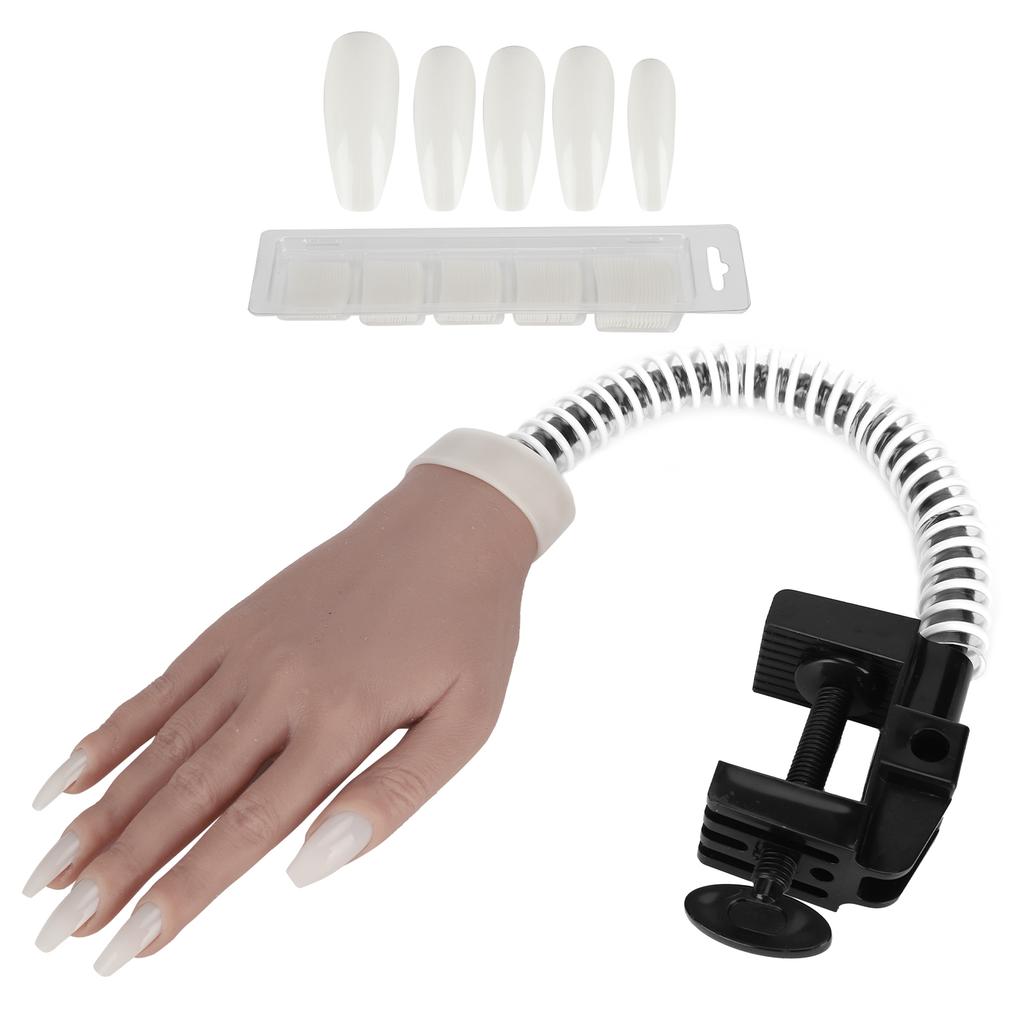 Nail Art Practice Hand Silicone Bendable Joints False Nail Tips Hand Mannequin for Nail Salon#03