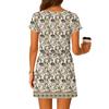 Women's Summer V-Neck Casual Short Sleeve Drawstring With Pocket Vintage Floral Dresses