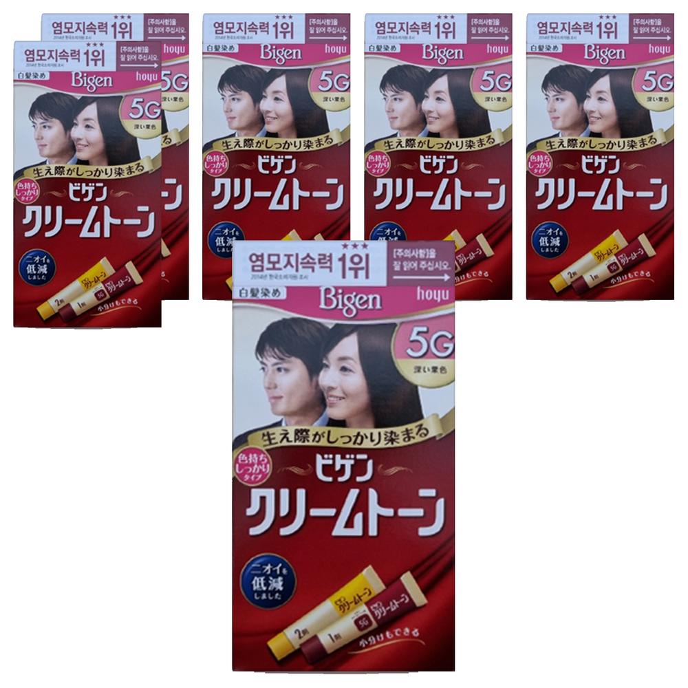 Bigen Cream Tone Hair Dye 40g 5g Dark Chestnut 6 pcs