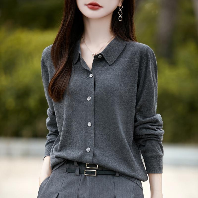 Женский кашемировый кардиган Qinghe кашемир 50% шерсть 50% шелк Женский осенне-зимний кашемировый кардиган мягкий и теплый
