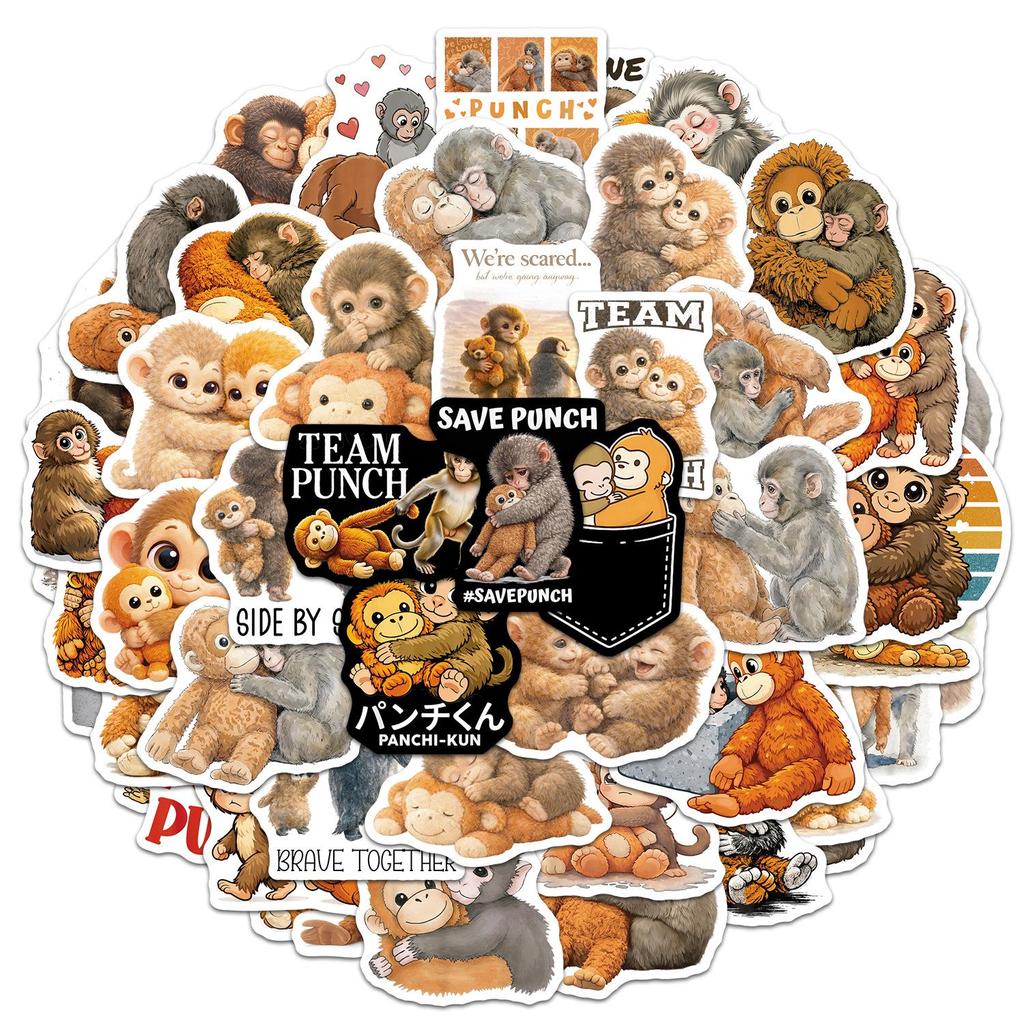50 Waterproof Little Monkey Graffiti Stickers - Cartoon Animal Designs for Water Cups