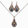 Gold Color Women Long Hook Dangle Earring Water Drop Pendant Necklace Jewelry Sets Antique Resin Ethnic Bijoux