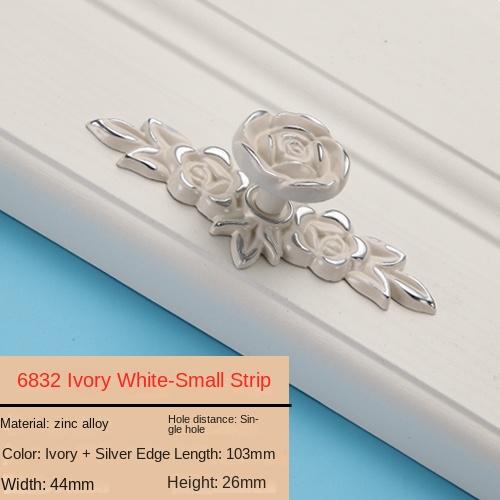 1PC European Ivory Rose Style Cabinet Handles and Knobs Modern Simple Wardrobe Drawer Door Pulls Furniture Hardware