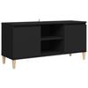 TV Stand with Solid Wood Legs Black 103.5 x 35 x 50 cm