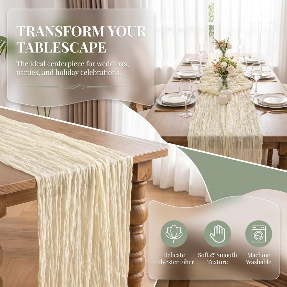 90x400cm Cheesecloth Table Runner Polyester Fiber Fabric Table Runner Wedding Decor