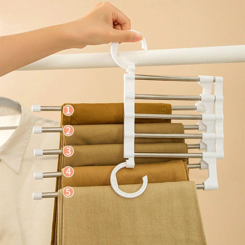 Telescopic Multi-layer Pants Hanger - Folding Magic Clips for Wardrobe Storage