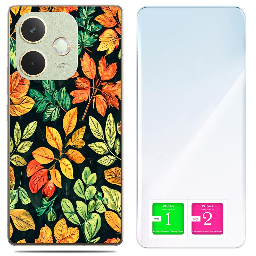 Etui Do Oppo A5 Pro Obudowa Foto Case Plecki Grafika Liscie + Szkło 9H