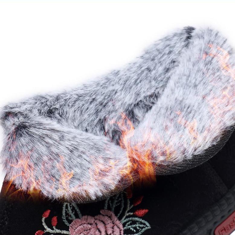 Вышитые высокие сапоги: Теплая, нескользящая, хлопковая обувь с мягкой подошвой для пожилых людей — этнический стиль, идеально подходит для зимы(Закажите на размер больше)