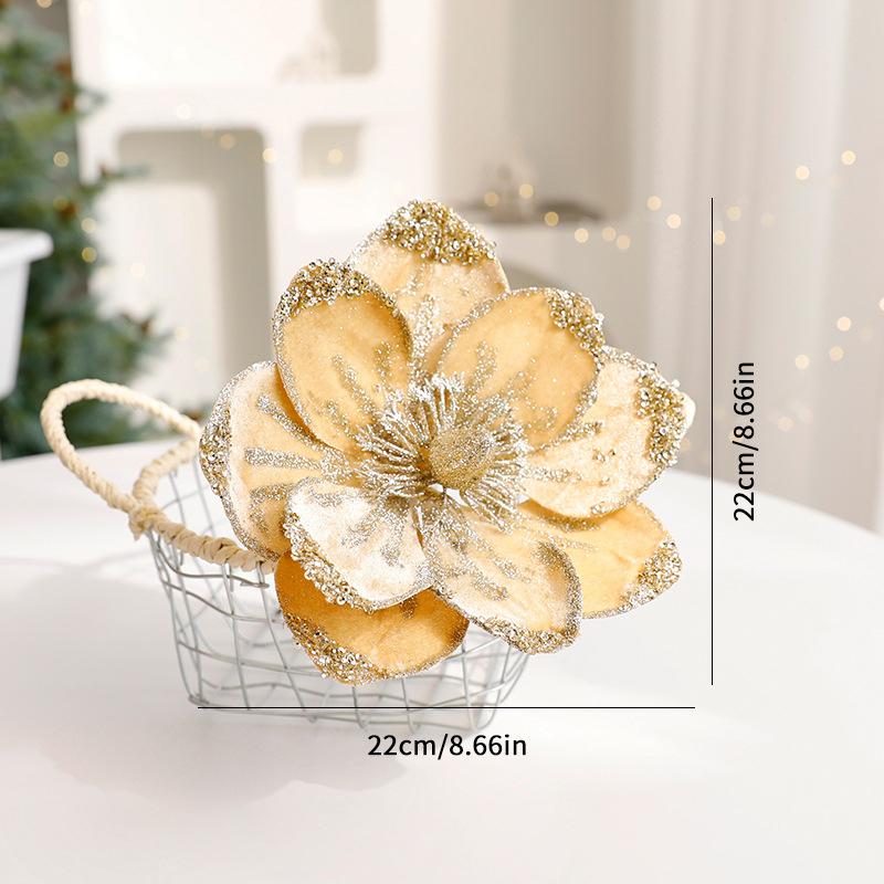 1 шт. тканевый цветок сверкающее украшение для елки рождественские цветы праздничные сверкающие матовые 22/15 см