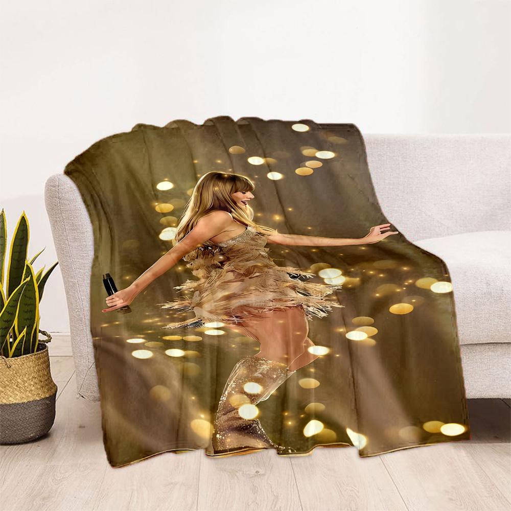 Taylor Swift's Glittery Performance Flannel Blanket-Soft and Suitable for Sofas,Beds,Offices,Travel,All Seasons,Great Gift for Holidays and Birthdays.