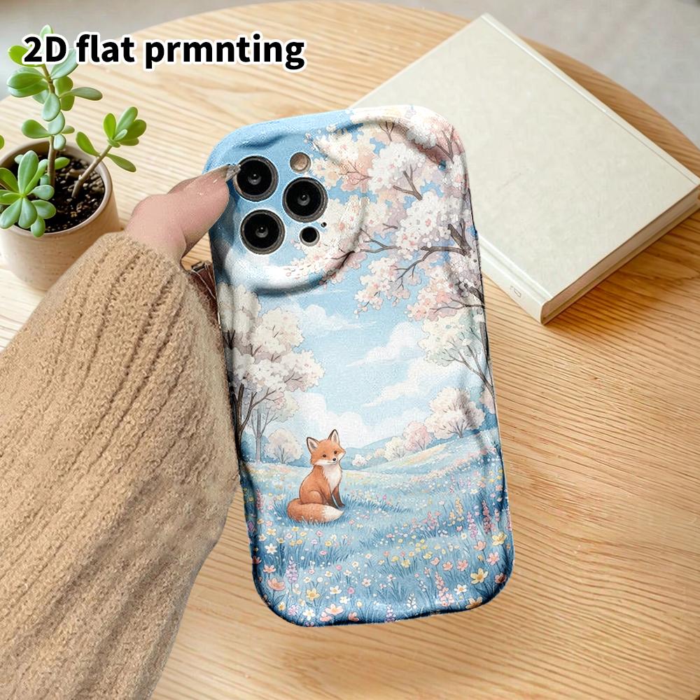 Phone Case: 2D flat design suitable for iPhone 18 17 16 15 14 13 Pro protective case, couple style, spring little fox, Christmas and Halloween gifts